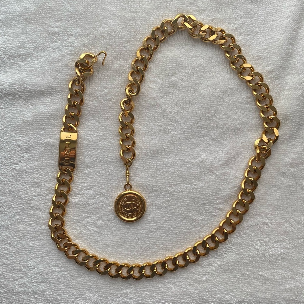 Chanel Logo Gold-Plated Medallion Belt